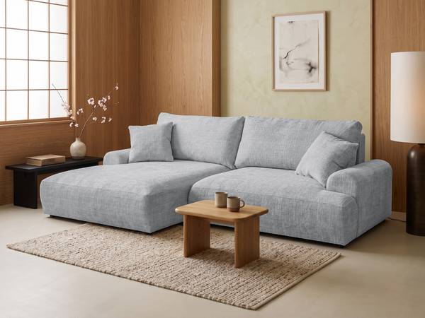 Ecksofa mit Schlaffunktion Melvano Hellgrau - Ecke davorstehend links