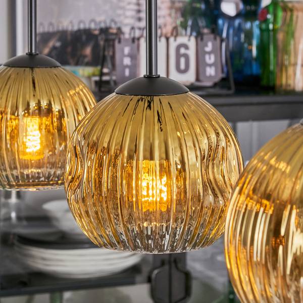 Pendelleuchte Cesaro Gold - Aluminium - Klarglas - 10 x 120 x 92 cm