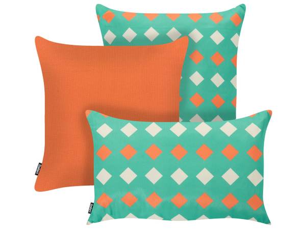 Dekokissen CANNA 3-tlg Beige - Grün - Orange - Textil - 45 x 10 x 45 cm