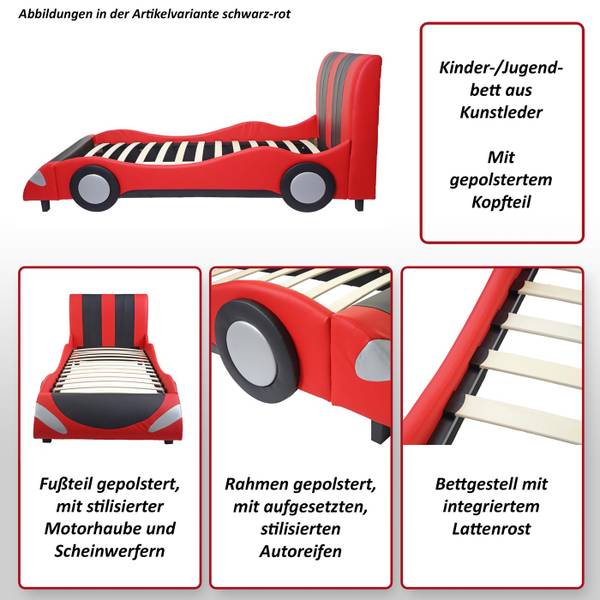 Bett E14 Auto Schwarz - Silber