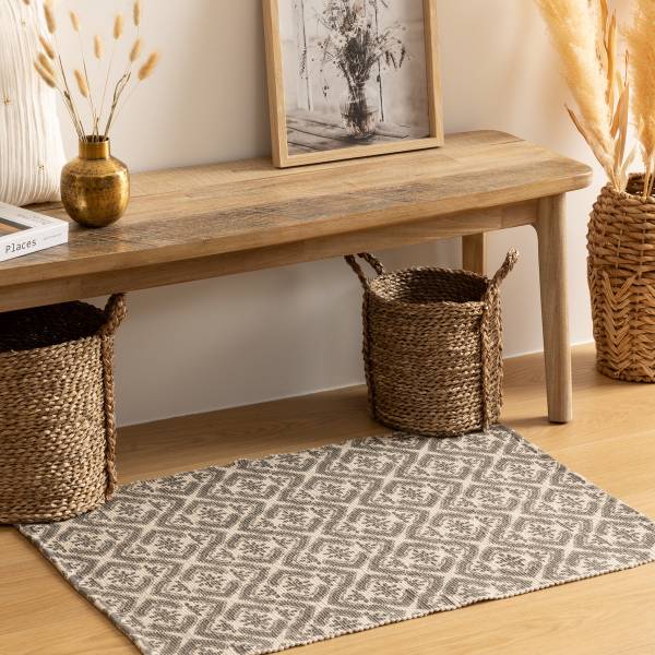 Teppich ALBAN Schwarz - Textil - 90 x 1 x 60 cm