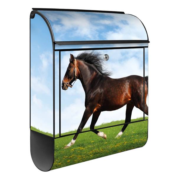 Briefkasten Stahl Pferd Schwarz - Stahl - 38 x 46 x 13 cm