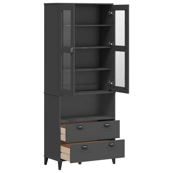 Highboard DE1130 Grau - Massivholz - 80 x 200 x 40 cm