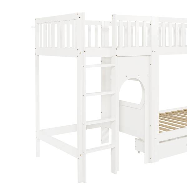 Etagenbett LucyWoodyⅠ Weiß - Holzwerkstoff - 99 x 160 x 301 cm