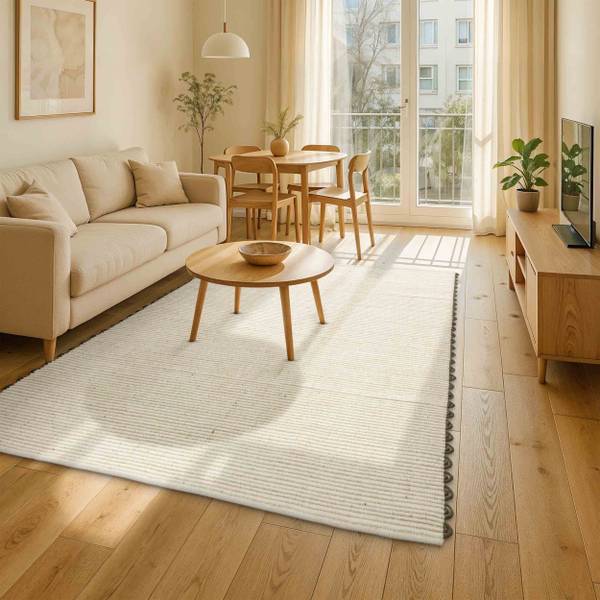 Kurzflorteppich OMIRA Cremeweiß - 160 x 230 cm