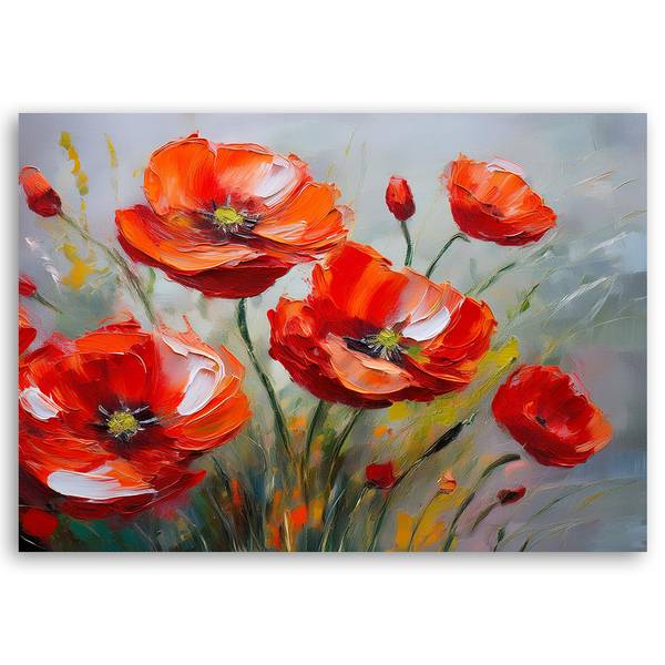 Wandbild gemalte mohnblumen 100 x 70 cm