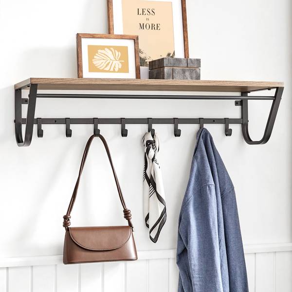Wandgarderobe Schwarz - Holzwerkstoff - Metall - 90 x 22 x 30 cm