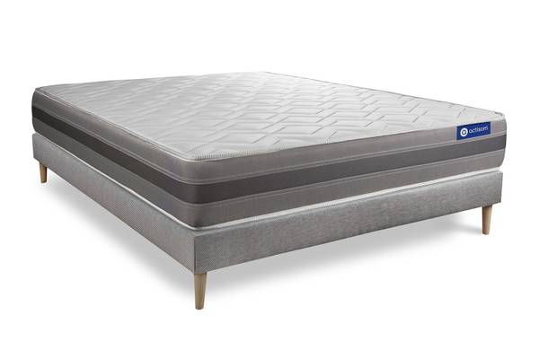 Bettgestell und Matratze Actiflex relax Grau - Massivholz - 150 x 53 x 195 cm