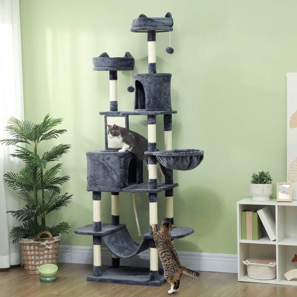 Katzenturm CP182 Grau - Textil - 50 x 206 x 60 cm