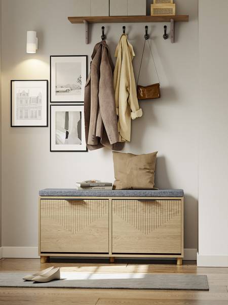 Schuhbank FSR211-N Braun - Holzwerkstoff - Textil - 24 x 50 x 100 cm