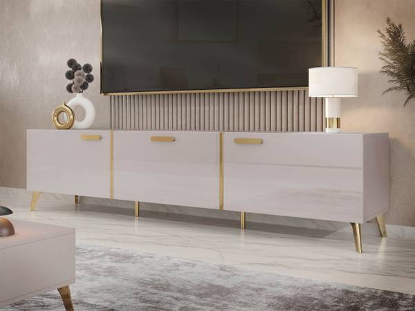 TV-Lowboard Picru Beige - Holzwerkstoff - 204 x 47 x 38 cm