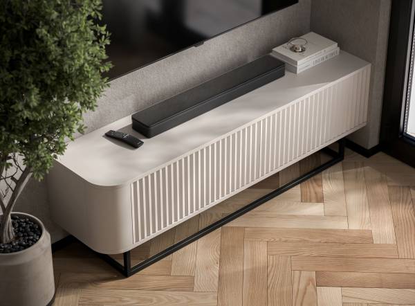 TV-Lowboard AURORA Beige - Schwarz - Kaschmir