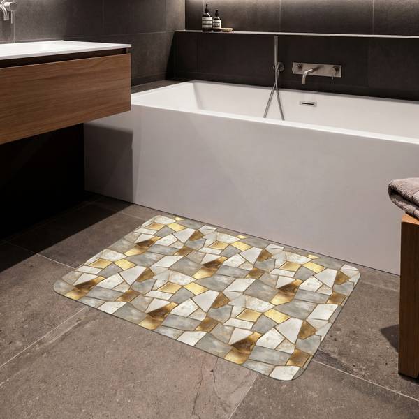BADEMATTE Mosaik 90 x 60 cm - Durchmesser: 96 cm