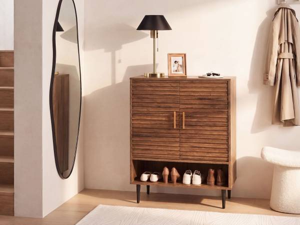 Schuhschrank KEITH Schwarz - Braun - Holzwerkstoff - 70 x 93 x 35 cm