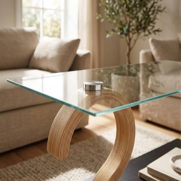 Salontafel met glasplaat zwart - bruin - staal - 60 x 50 x 30 cm