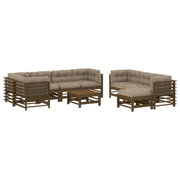 Garten-Lounge-Set 3029390 (10-teilig) Braun - Polyester - Kiefer - 63 x 60 x 57 cm