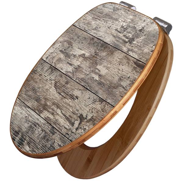 WC-Sitz mit Absenkautomatik Alte Planken Braun - Bambus - Holzwerkstoff - 38 x 5 x 49 cm