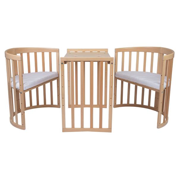 Babybett NATUR OWAL 7in1 mit Matratze Braun - Buche - 77 x 81 x 127 cm