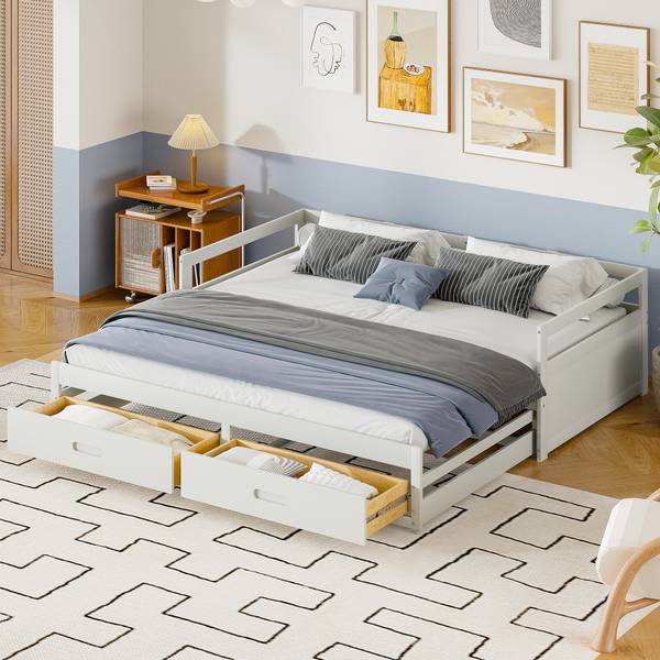 Slaapbank Woody Ⅱ wit - grenenhout - 184 x 60 x 205 cm