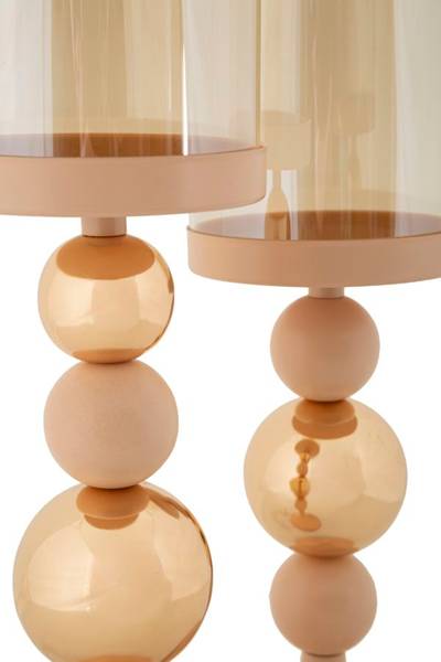 Kerzenhalter Glassy 2Er Set Pink - Metall - 10 x 36 x 10 cm