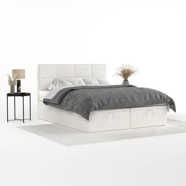 Boxspringbett TESSA mit Stauraum Neve Creme - Liegefläche Breite: 160 cm