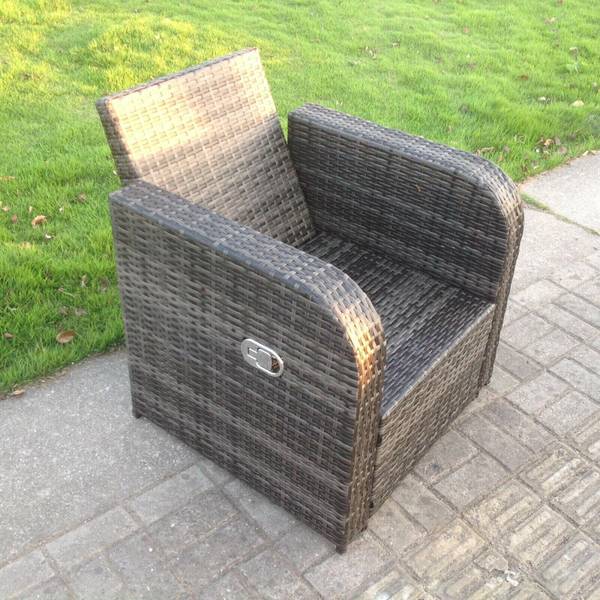 6 Sitzer Polyrattan Outdoor Gartenmöbel Grau - Webstoff - Polyresin - 67 x 79 x 177 cm