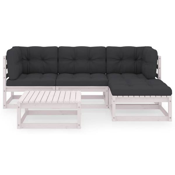 Salon de jardin 3009924-2 (lot de 5) Blanc - Polyester - Pin - 70 x 30 x 70 cm