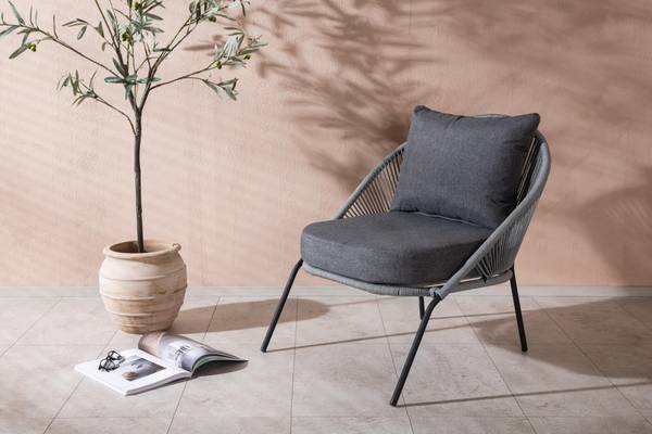 Buitenfauteuil LINDOS grijs - metaal - 73 x 78 x 85 cm