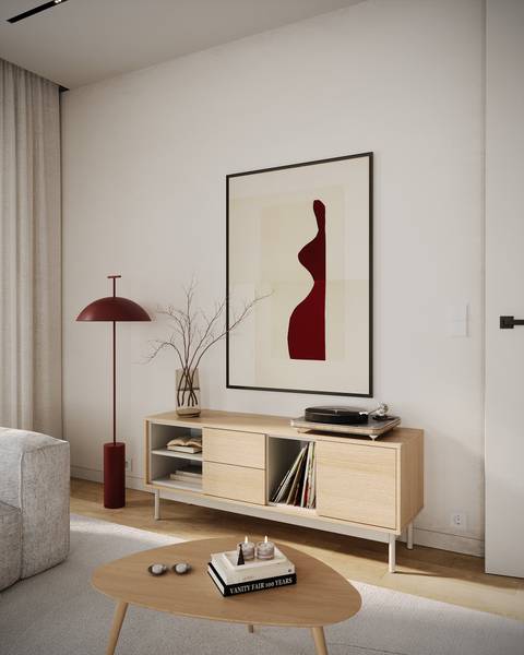 TV-meubel LAYEN grijs - melamine - 138 x 55 x 39 cm