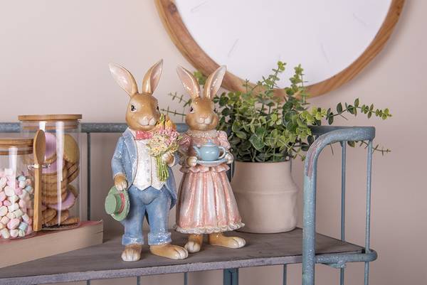 Decoratie Beeld Konijn Easter&Rody bruin - kunststof - 10 x 26 x 11 cm
