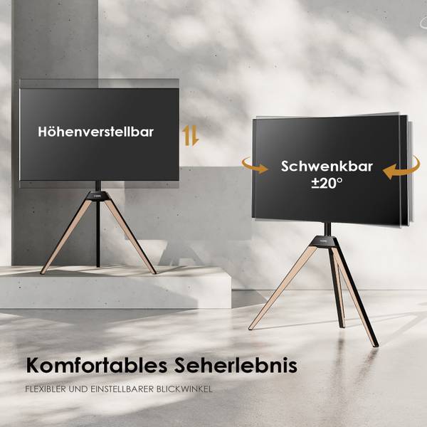 TV Ständer im Staffelei Design Braun - Metall - Massivholz - 52 x 134 x 94 cm