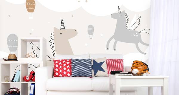 Vlies-Fotobehang EENHOORNIGE Ballonnen 400 x 280 x 280 cm