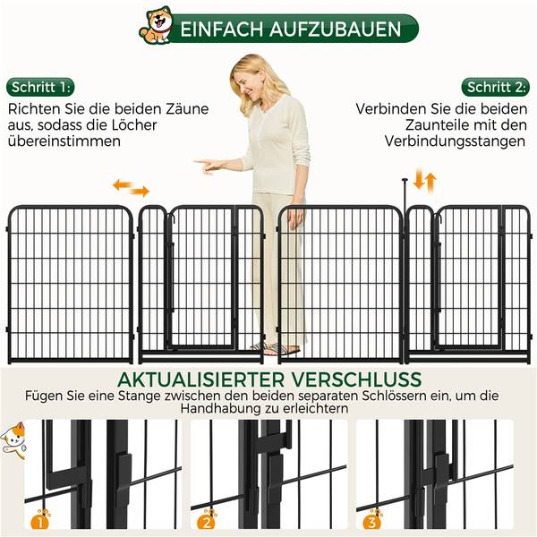 Welpenlaufstall ARI89 Schwarz - Metall - 66 x 2 x 80 cm