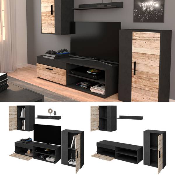 Meuble-paroi Berno 36329 Anthracite - Beige