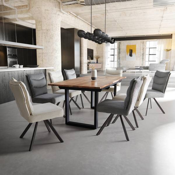 Ausziehtisch MALMO Schwarz - Braun - Metall - Massivholz - 90 x 76 x 140 cm