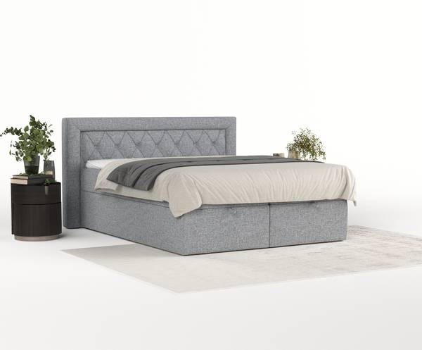 Premium Boxspringbett Jayleen Grau - Liegefläche Breite: 140 cm
