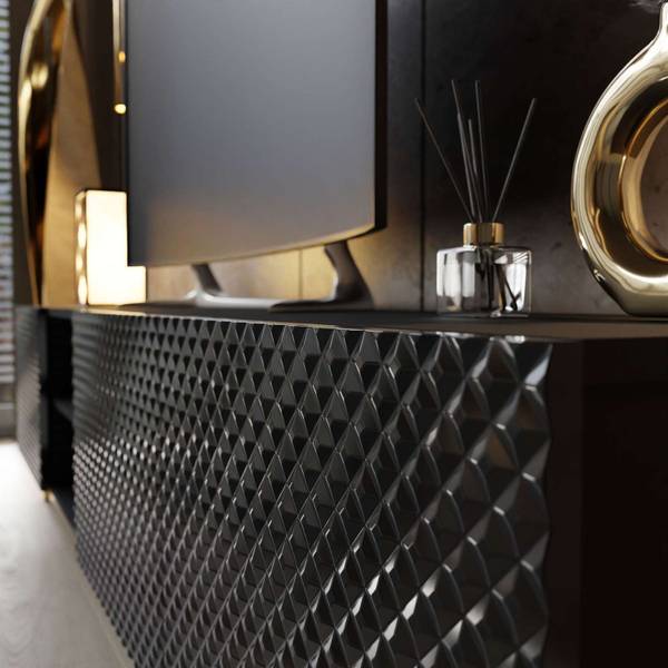 TV-Schrank GEORGIA II Hochglanz Schwarz - Schwarz