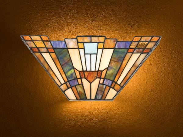 LED Tiffany Stil Wandleuchte Breite 41cm Beige - Blau - Braun - Grün - Rot - Farbglas - Mosaik - 41 x 18 x 14 cm