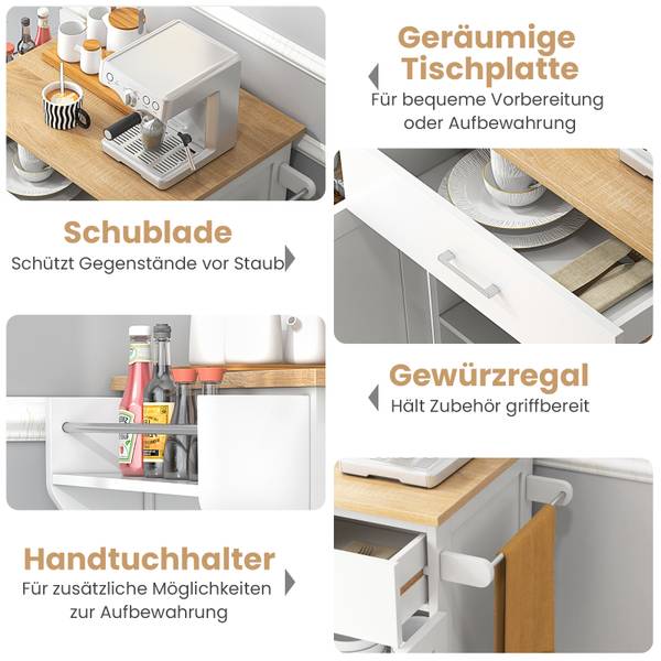 Küchenwagen WO78907ITDE Weiß - Holzwerkstoff - 48 x 91 x 83 cm