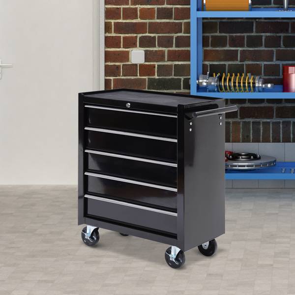 Werkstattwagen E2-0010 Schwarz - Metall - 33 x 75 x 62 cm