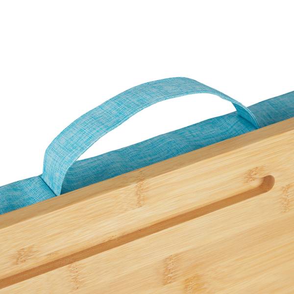 Support pour ordinateur portable en bleu Bleu - Marron - Polyester - 51 x 8 x 36 cm