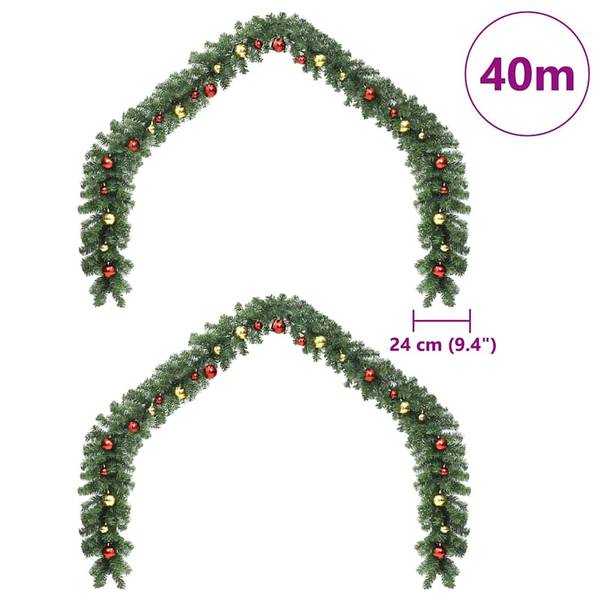 Weihnachtsgirlande 42016693 2er Set Grün - PVC - 24 x 1 x 2000 cm