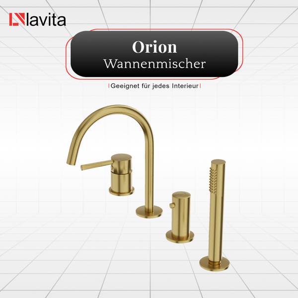 4-Loch-Wannenarmatur Orion Gold - Metall - 50 x 22 x 20 cm