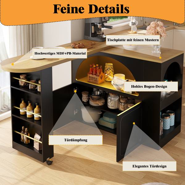 Bartisch LN-AMR Schwarz - Holzwerkstoff - 205 x 100 x 39 cm