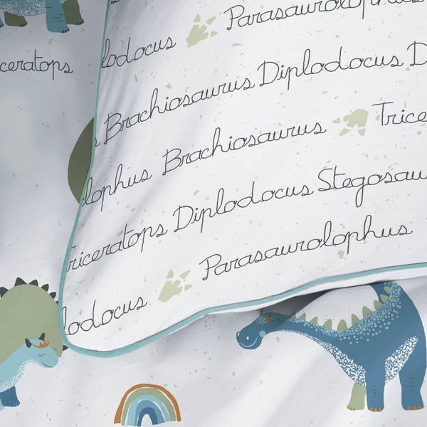 Bettwäsche Dino 2-tlg. Weiß - Textil - 135 x 200 x 1 cm