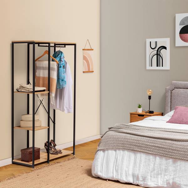 Garderobenständer Lola 3 Ablagen Braun - Holzwerkstoff - 90 x 167 x 41 cm
