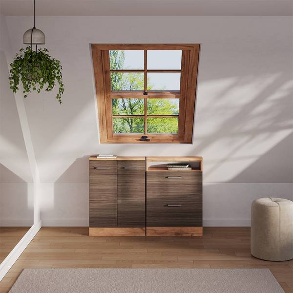 Meuble de rangement sous pente Rion56082 Imitation chêne - Gris platine