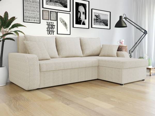 Ecksofa Kris Cord Cremeweiß