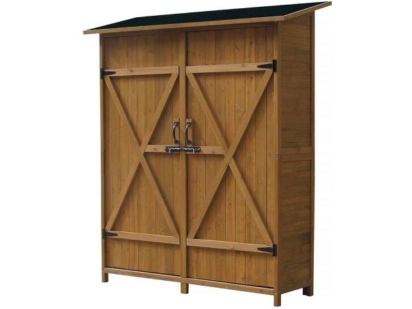 Gartenschrank - Gartentruhe espacio Braun - Massivholz - 49 x 162 x 140 cm