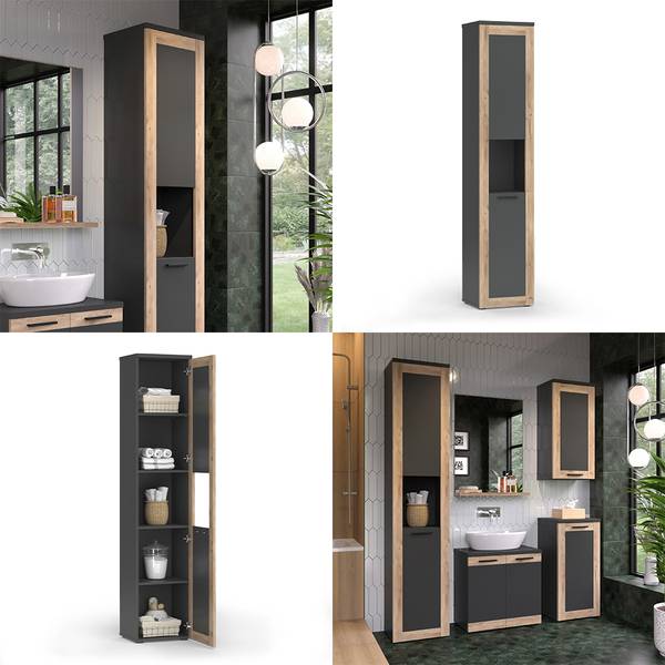 Armoire de salle de bain Niko 51868 Gris - Bois manufacturé - 40 x 195 x 35 cm